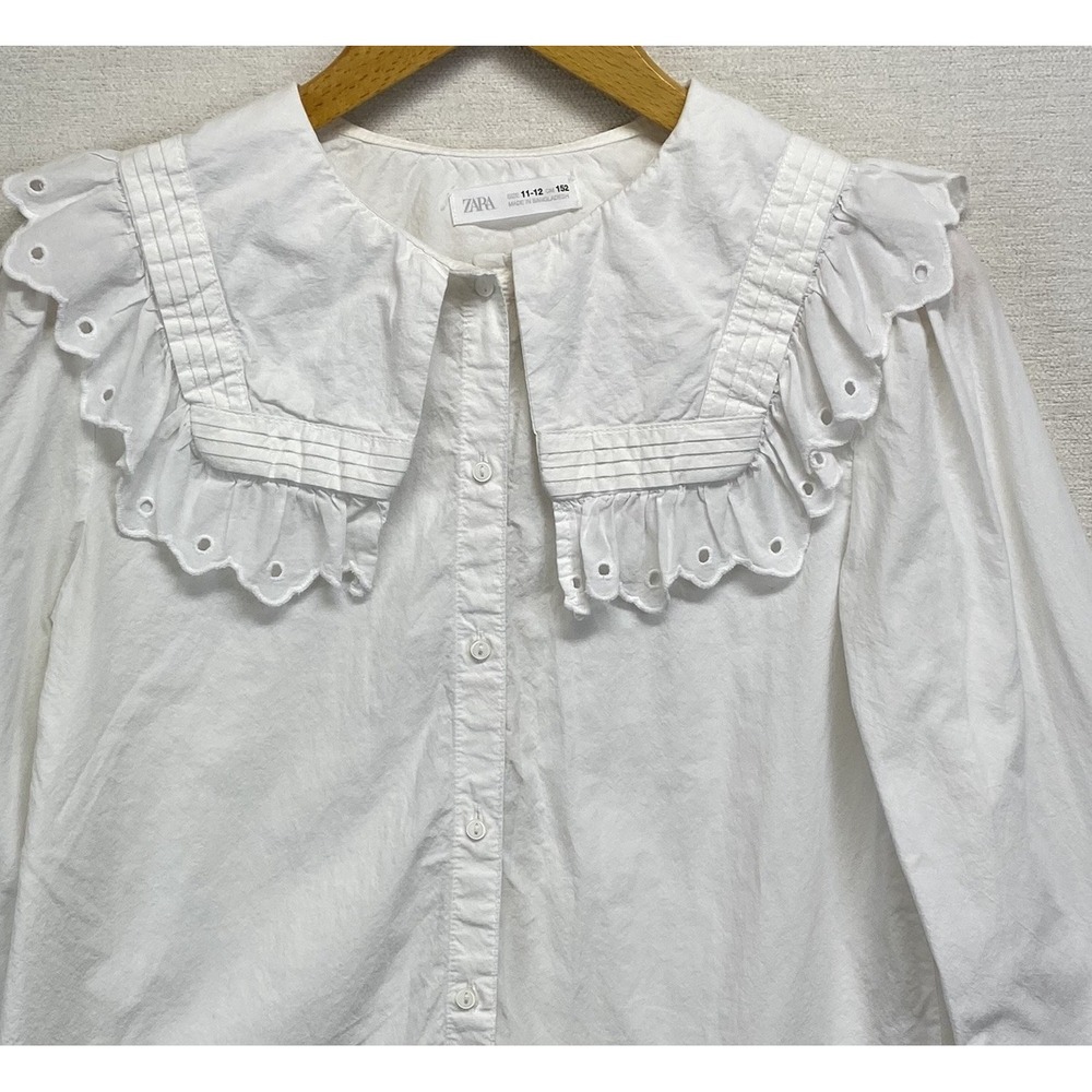Zara White Ruffled Blouse